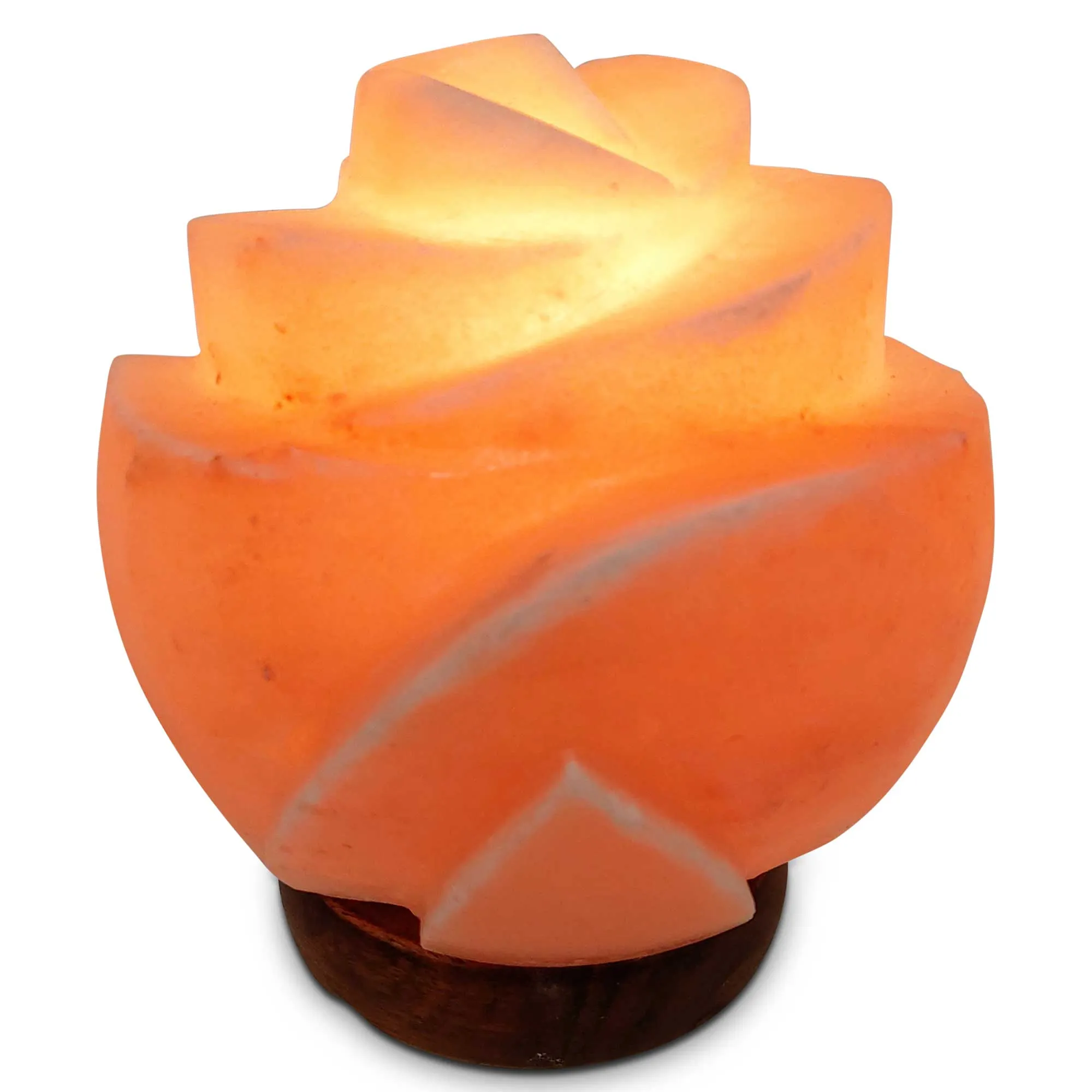 12V 12W Rose Himalayan Pink Salt Lamp | Carved Flower Rock Crystal Light Bulb | On/Off