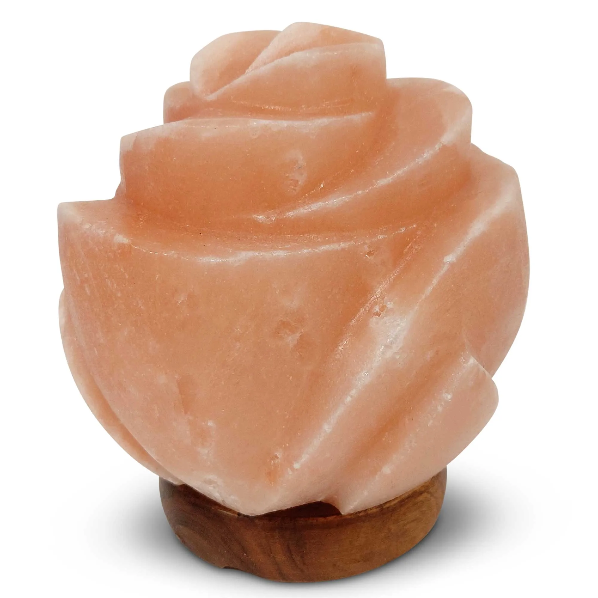 12V 12W Rose Himalayan Pink Salt Lamp | Carved Flower Rock Crystal Light Bulb | On/Off