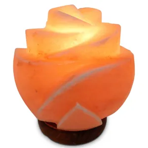 12V 12W Rose Himalayan Pink Salt Lamp | Carved Flower Rock Crystal Light Bulb | On/Off