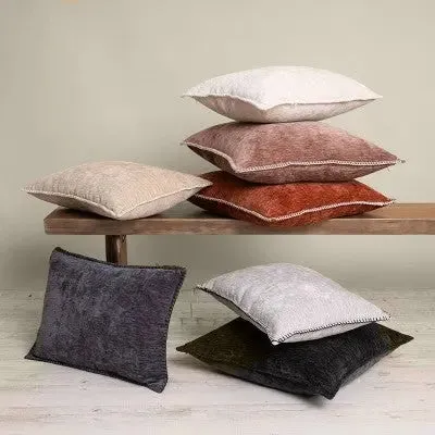 14"x20" Oversize Junoesque Chenille Whipstitch Lumbar Throw Pillow Cream - Evergrace