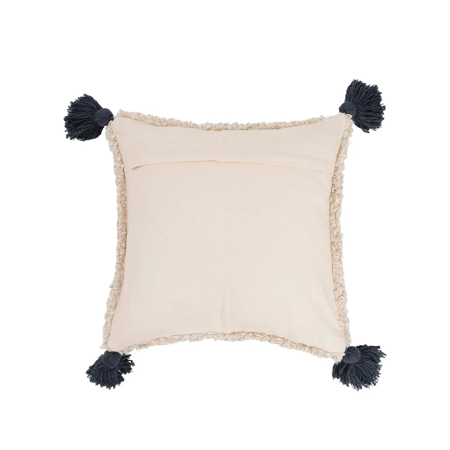 16" Cotton Punch Hook Pillow with Bee & Tassels