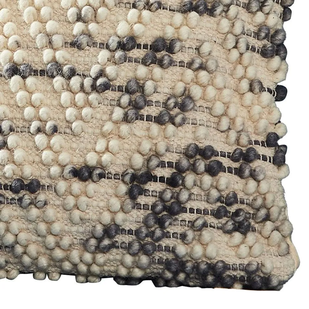 18 Inch Decorative Throw Pillow Cover, Beaded Chevron, Cream Fabric By Casagear Home