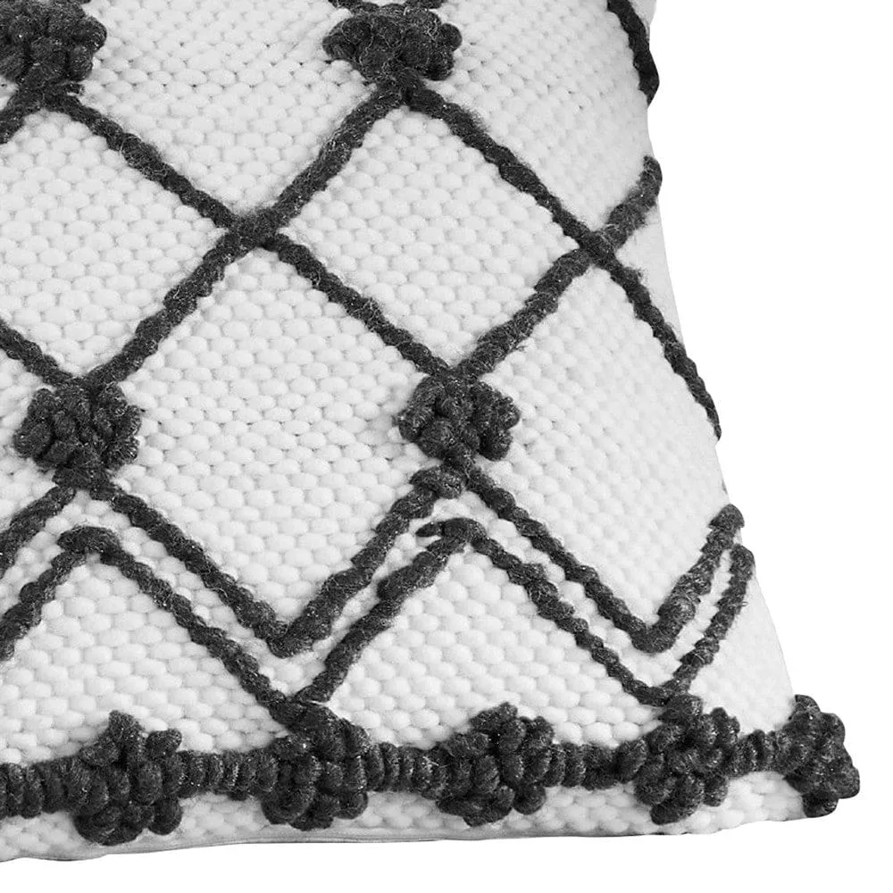 18 Inch Decorative Throw Pillow Cover, Crossed Trellis, White Fabric By Casagear Home