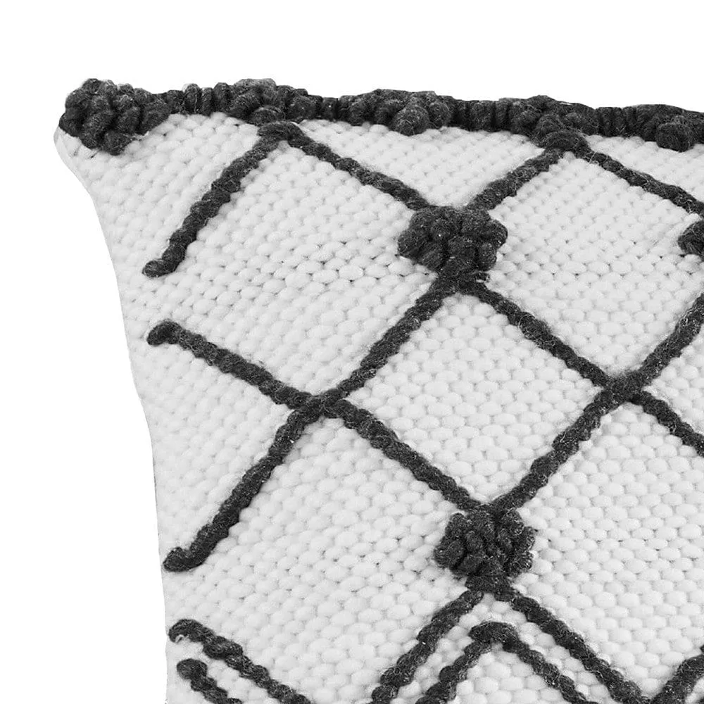 18 Inch Decorative Throw Pillow Cover, Crossed Trellis, White Fabric By Casagear Home
