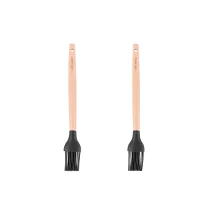 2-Piece Beechwood & Silicone Basting Brush Set | Charcoal
