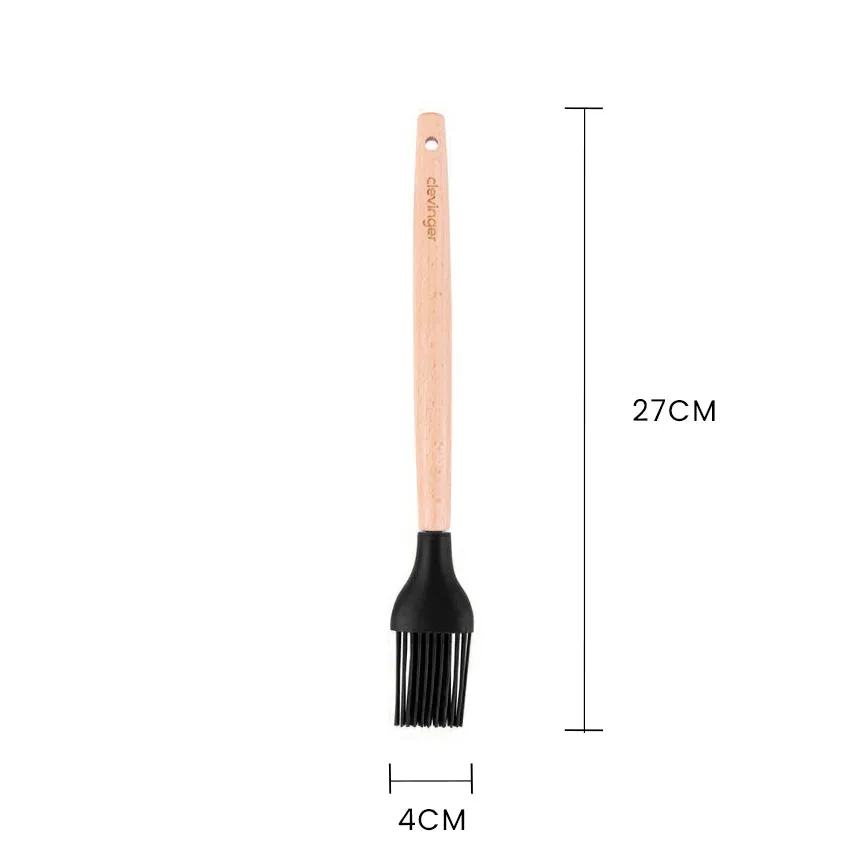 2-Piece Beechwood & Silicone Basting Brush Set | Charcoal