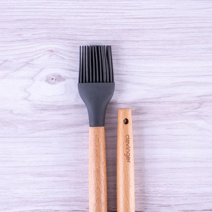 2-Piece Beechwood & Silicone Basting Brush Set | Charcoal