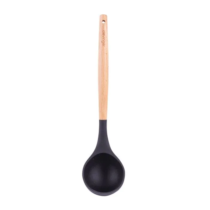 2-Piece Beechwood & Silicone Ladle Set | Charcoal