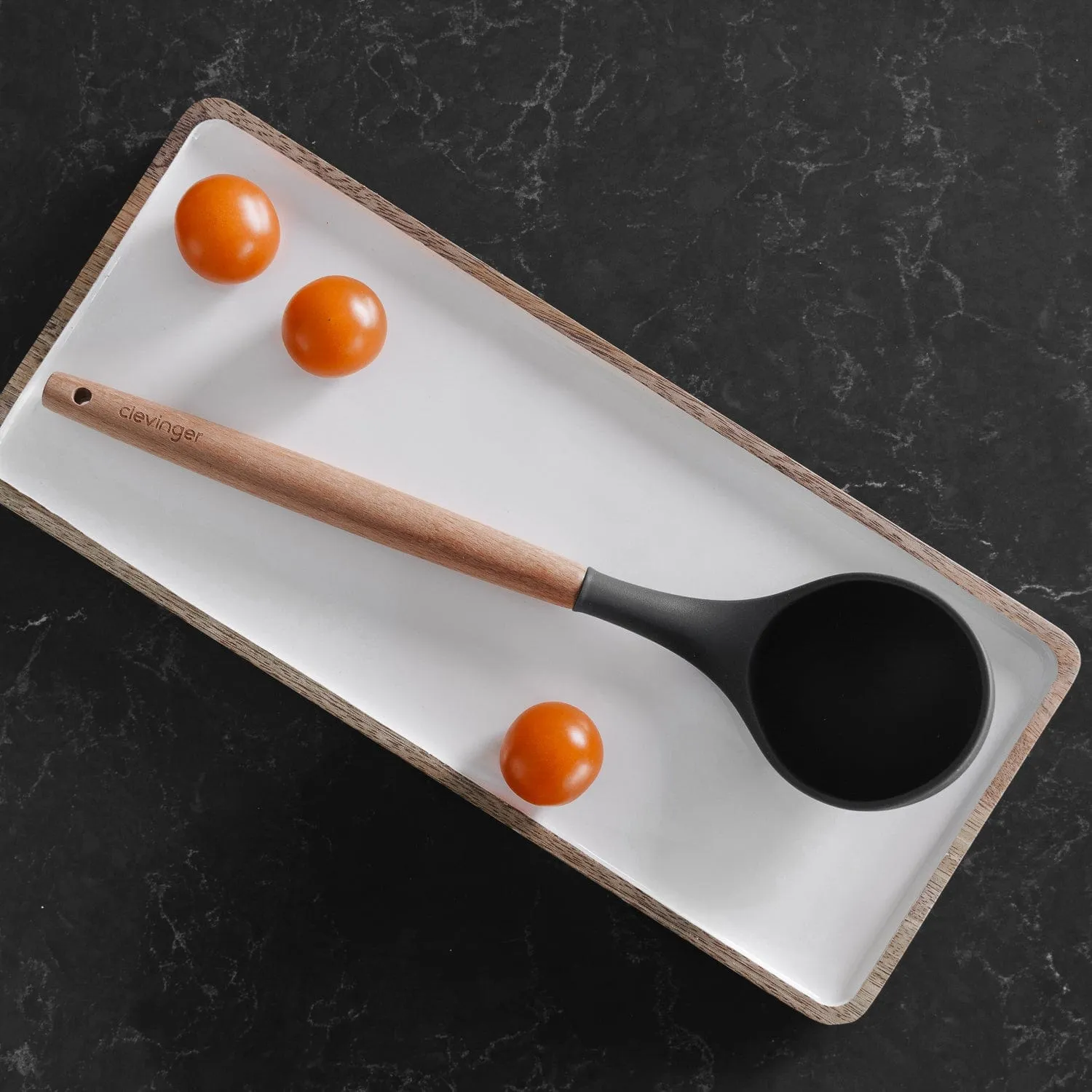 2-Piece Beechwood & Silicone Ladle Set | Charcoal