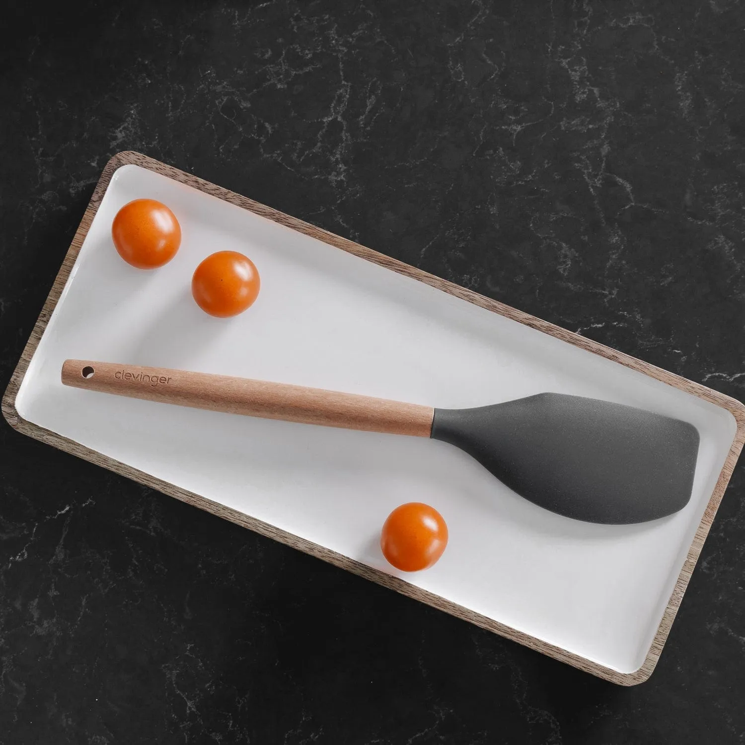 2-Piece Beechwood & Silicone Spatula Set | Charcoal