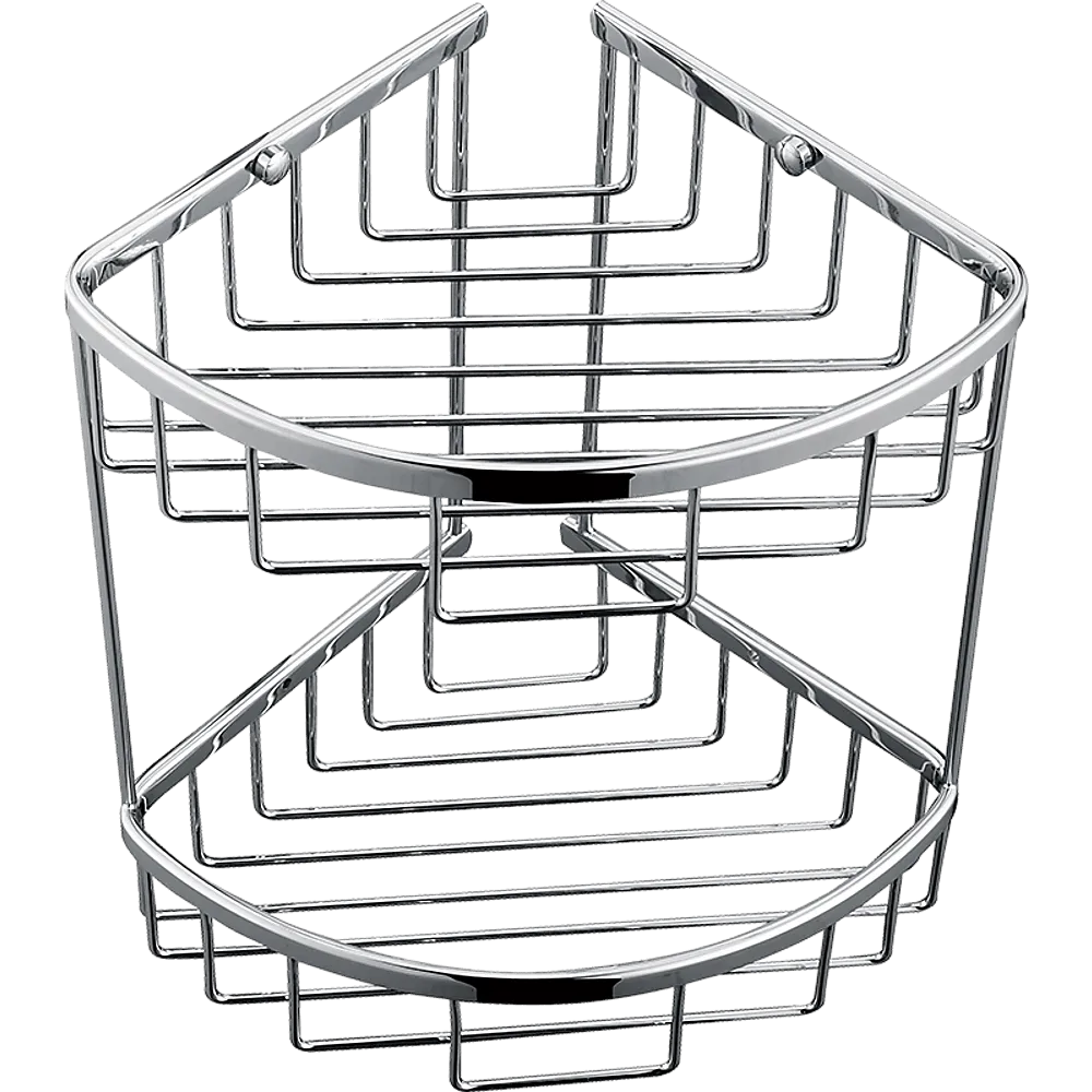 2-Tier Corner Bathroom Basket Shelf Rail Rack