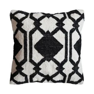 20" Woven Wool & Cotton Pillow w/ Pattern, Polyester Fill