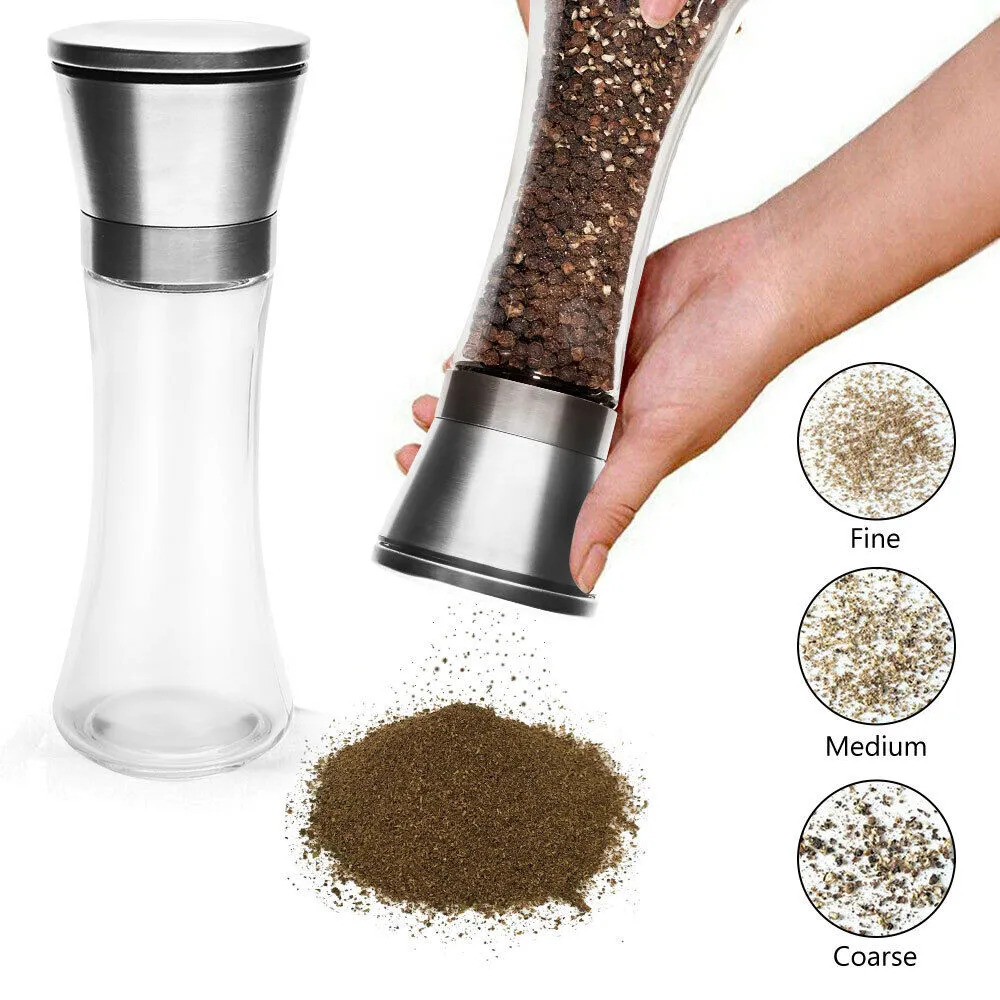 2pcs Stainless Steel Ceramic Mills Kitchen Salt and Pepper Grinders
