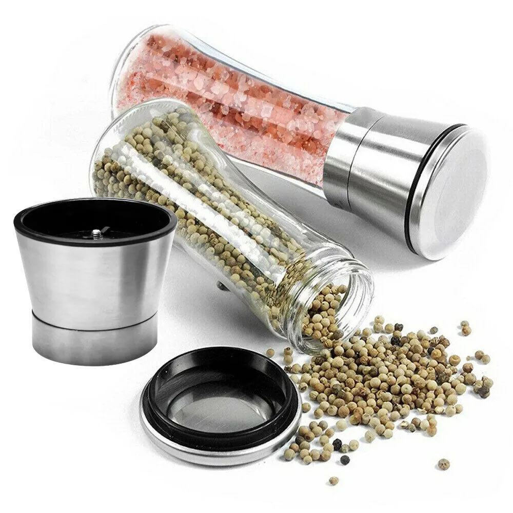 2pcs Stainless Steel Ceramic Mills Kitchen Salt and Pepper Grinders
