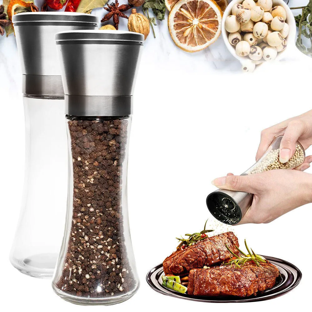 2pcs Stainless Steel Ceramic Mills Kitchen Salt and Pepper Grinders