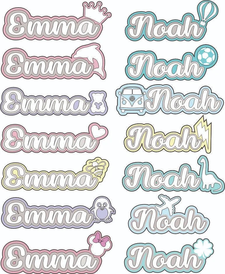 3 Layer  Name Plaque- Gold White with Multiple Motif