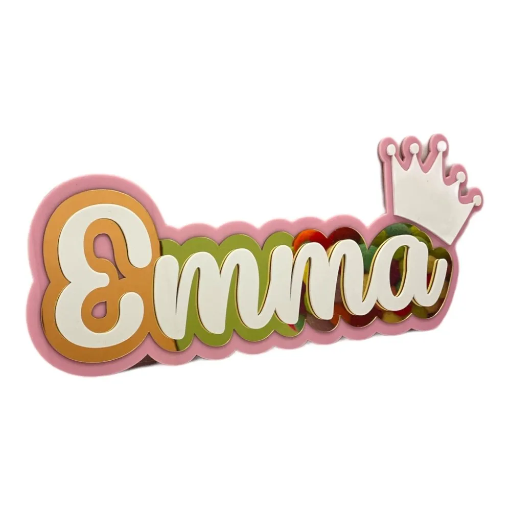 3 Layer  Name Plaque- Gold White with Multiple Motif