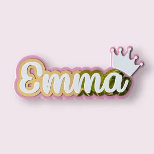 3 Layer  Name Plaque- Gold White with Multiple Motif