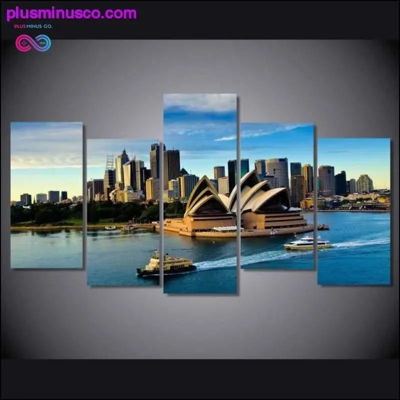 5 Pieces Canvas Home Decor Sydney Opera House Building Boat