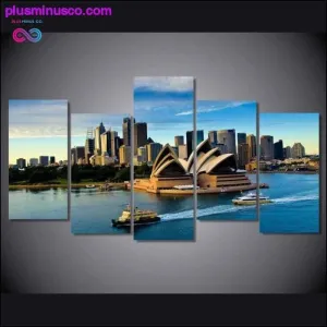5 Pieces Canvas Home Decor Sydney Opera House Building Boat