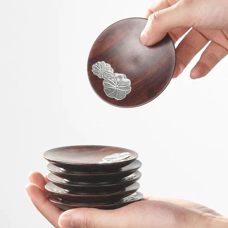 7 Piece Ebony Coaster Set for Kungfu Tea