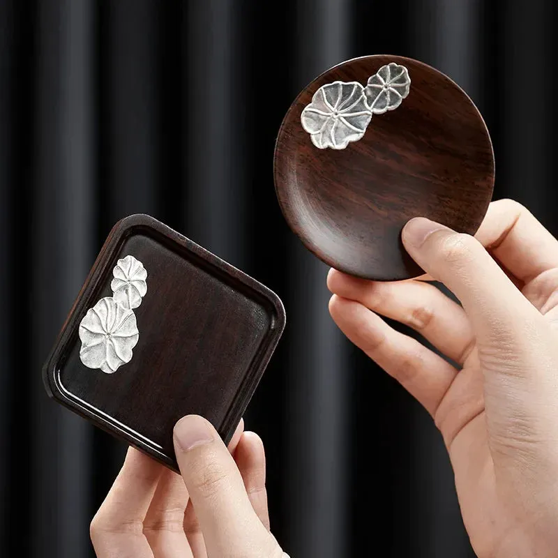 7 Piece Ebony Coaster Set for Kungfu Tea