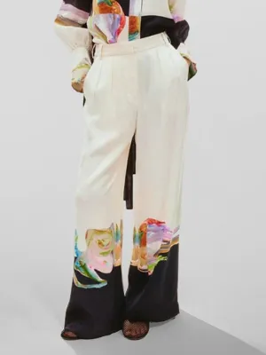 Abstract Art Print Wide-Leg Pants