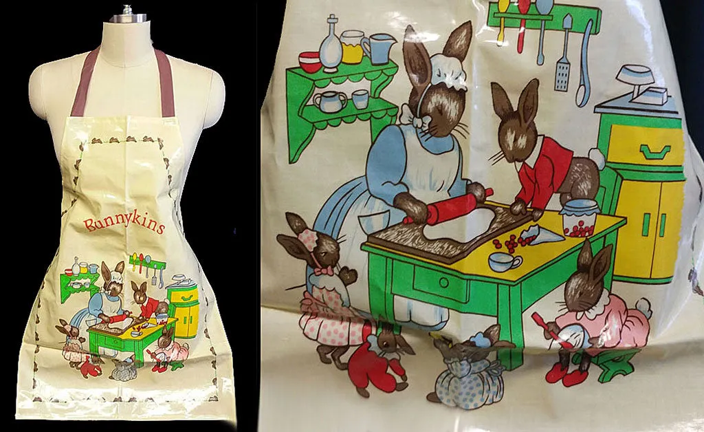 *ADORABLE ROYAL DOULTON BUNNYKINS ADULT BIB APRON MADE IN THE UNITED KINGDOM - NEW OLD STOCK - NEVER WORN