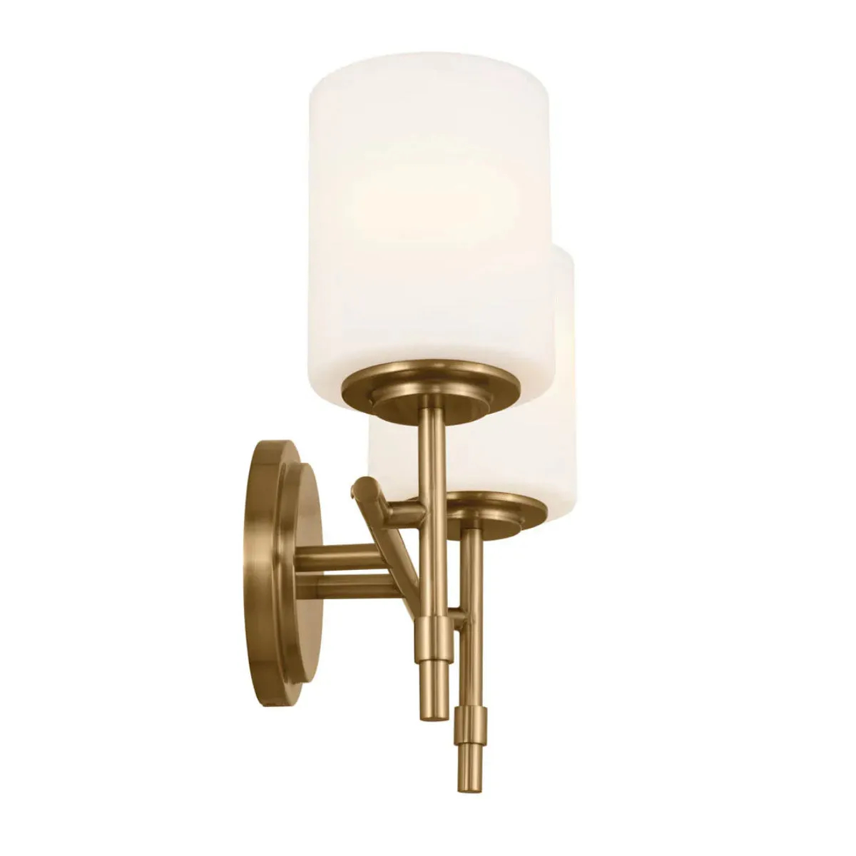 Ali 14 In 2-Lights Bathroom Vanity Light With Satin Etched Cased Opal, Gold Finish
