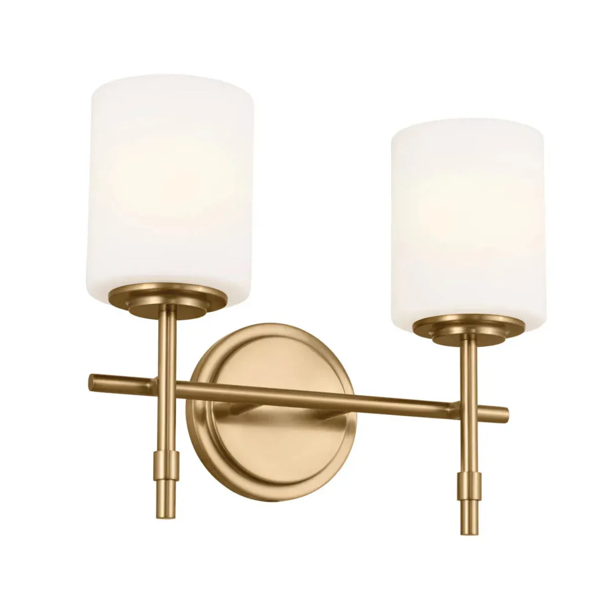 Ali 14 In 2-Lights Bathroom Vanity Light With Satin Etched Cased Opal, Gold Finish