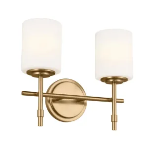 Ali 14 In 2-Lights Bathroom Vanity Light With Satin Etched Cased Opal, Gold Finish