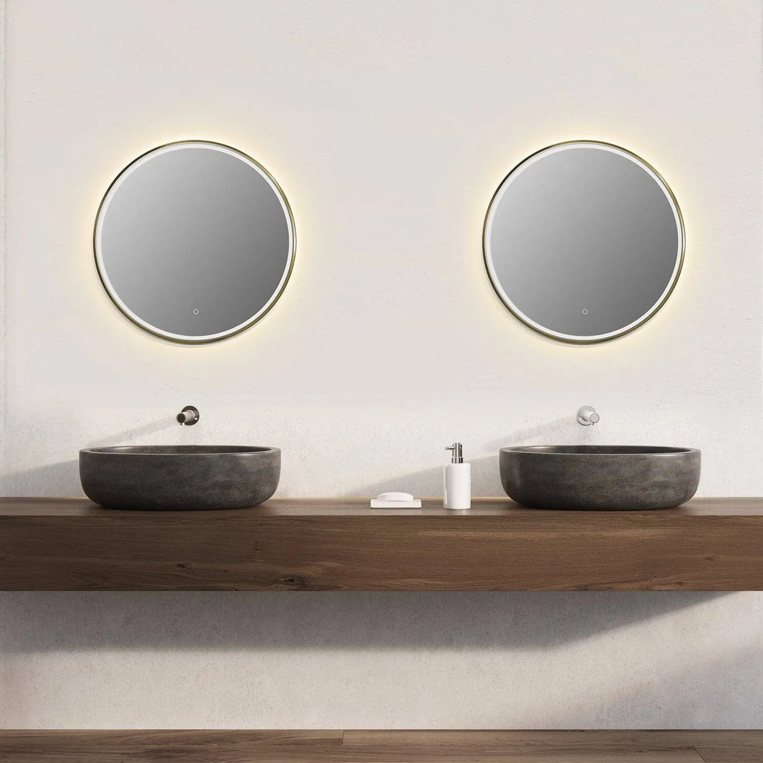 Altair Palme 32" Round Framed Lighted Vanity Mirror