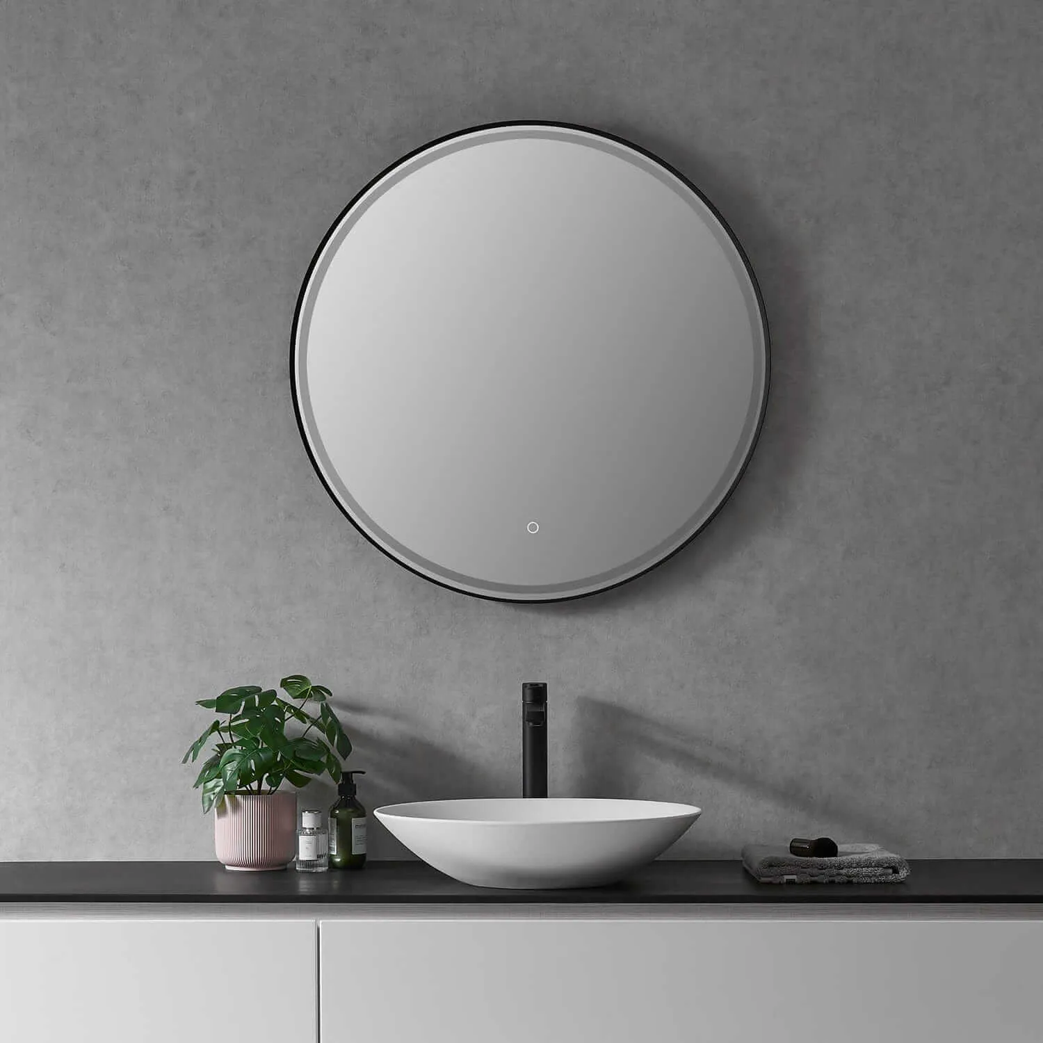 Altair Palme 32" Round Framed Lighted Vanity Mirror
