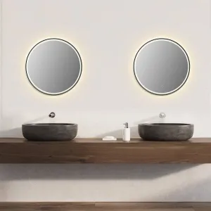 Altair Palme 32" Round Framed Lighted Vanity Mirror