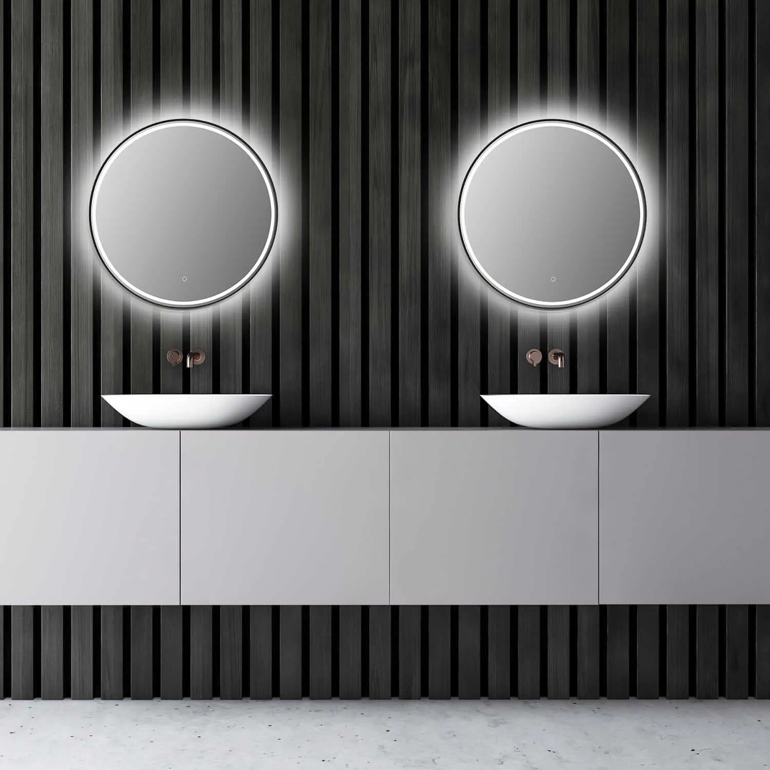 Altair Palme 32" Round Framed Lighted Vanity Mirror