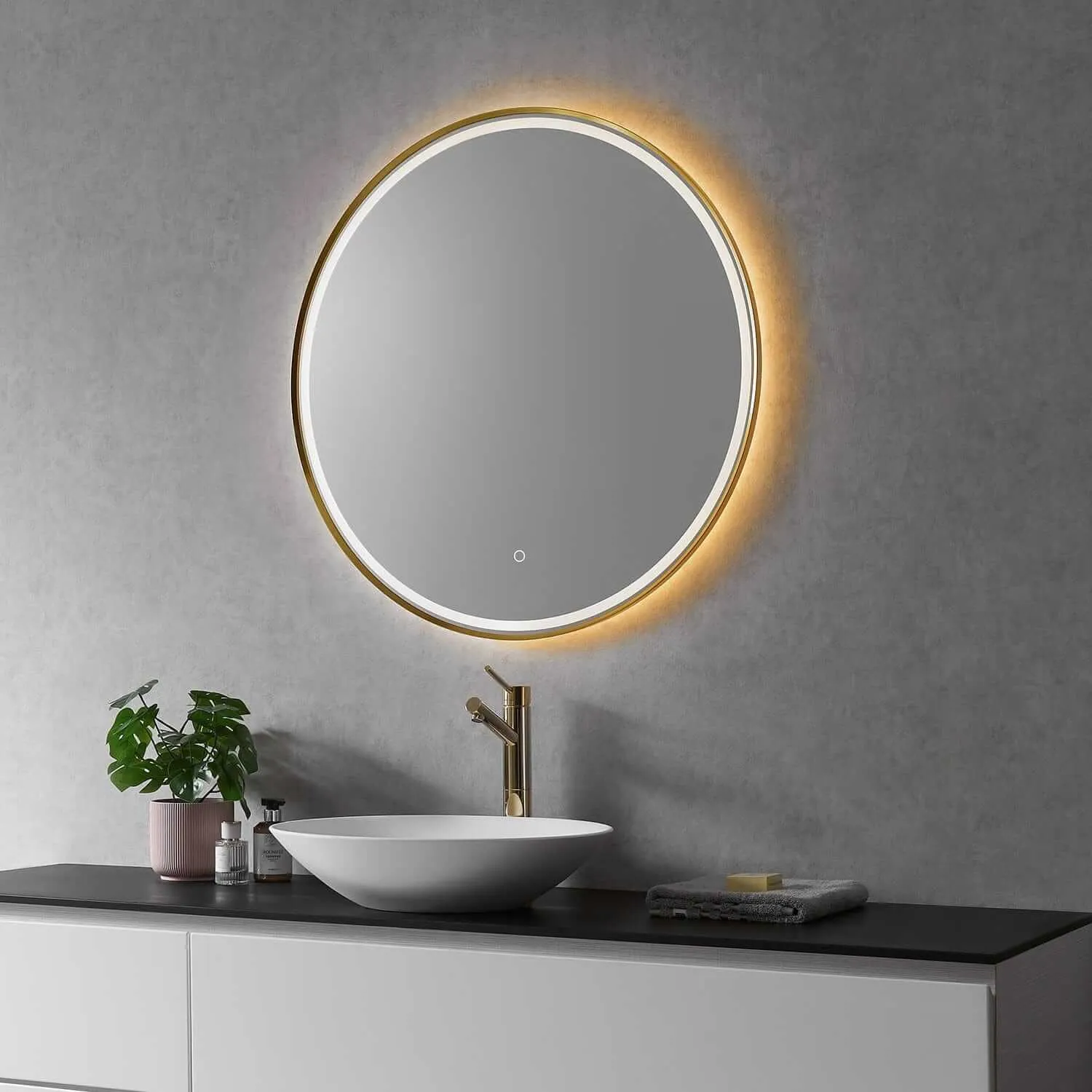 Altair Palme 32" Round Framed Lighted Vanity Mirror