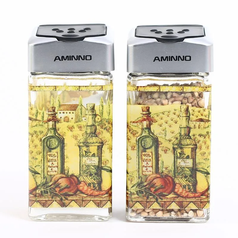 Aminno Shakers Set Glass Seasoning Pot Creative Kitchen Supplies