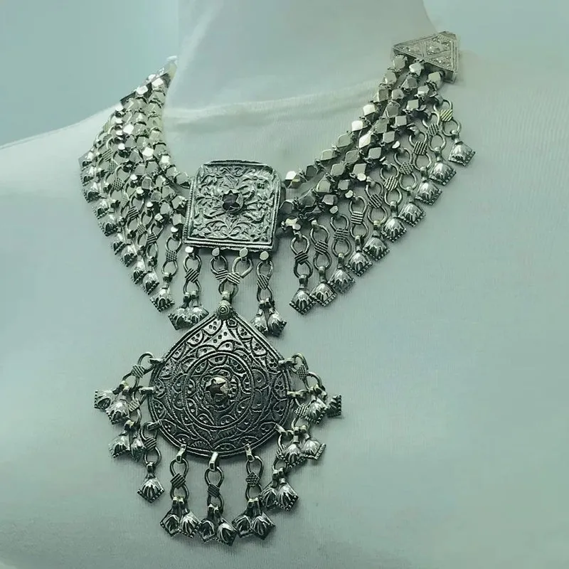 Antique Tribal Ethnic Silver Kuchi Necklace