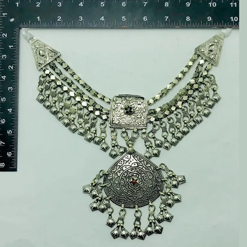 Antique Tribal Ethnic Silver Kuchi Necklace