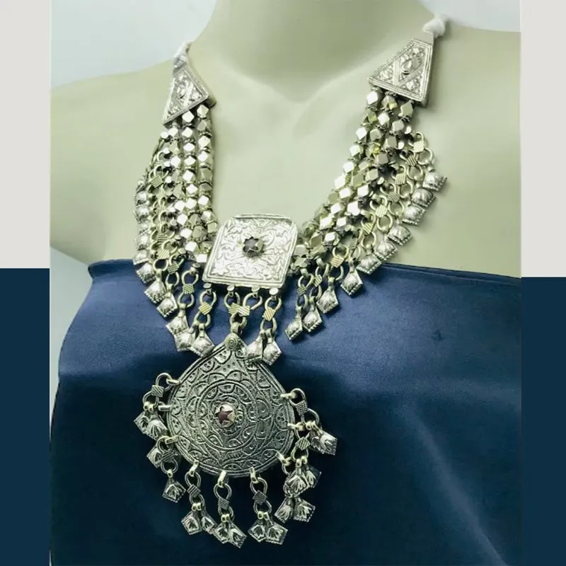 Antique Tribal Ethnic Silver Kuchi Necklace