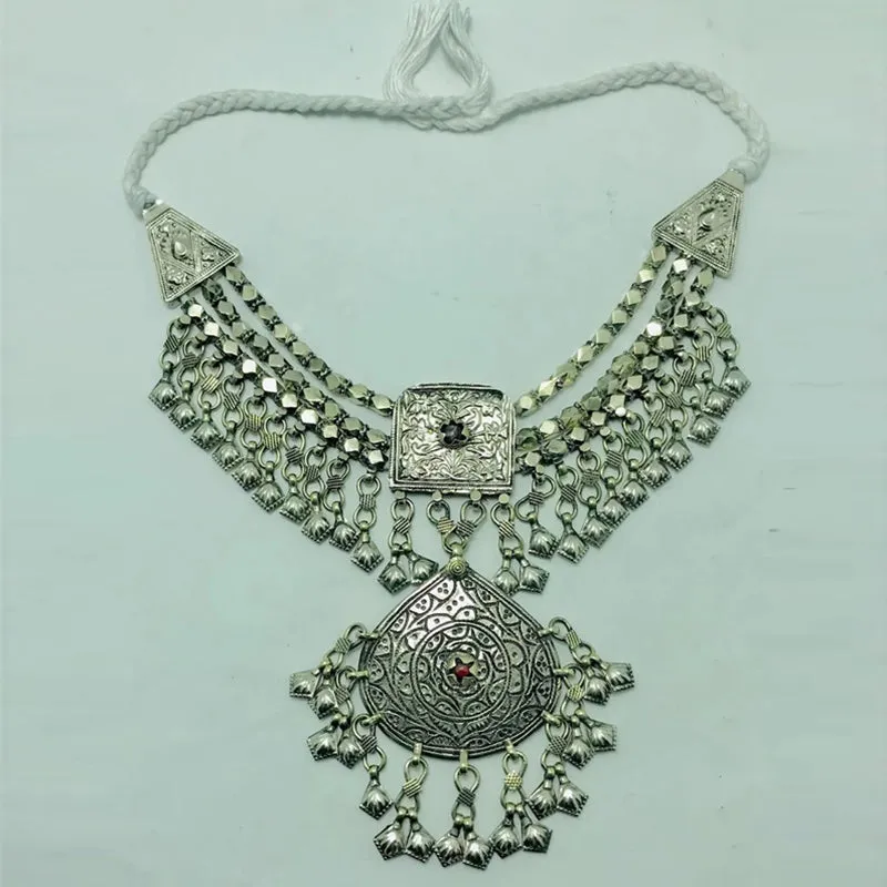 Antique Tribal Ethnic Silver Kuchi Necklace