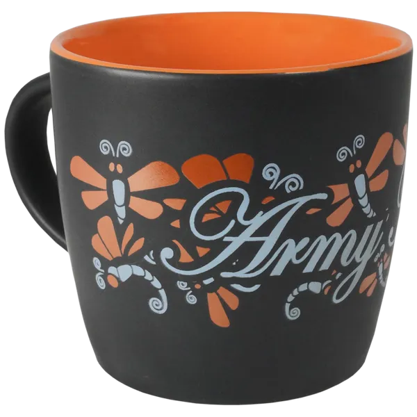 Army Mom with Dragon Fly Wrap on Black Matte with Colored Interior Ceramic Mug