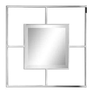 Ashton Stainless Steel Modern Geometric Square Mirror