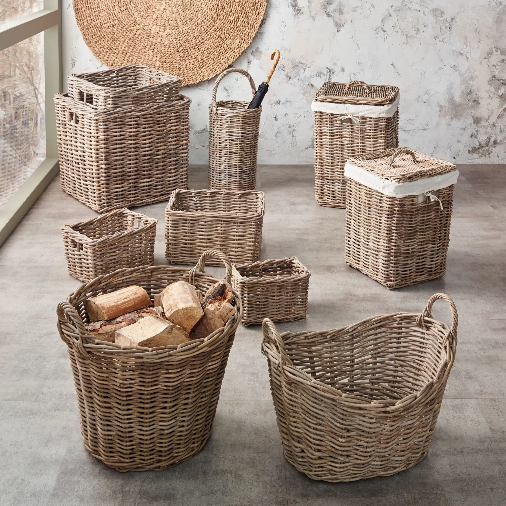 Bali Grey Kubu Round Storage Basket