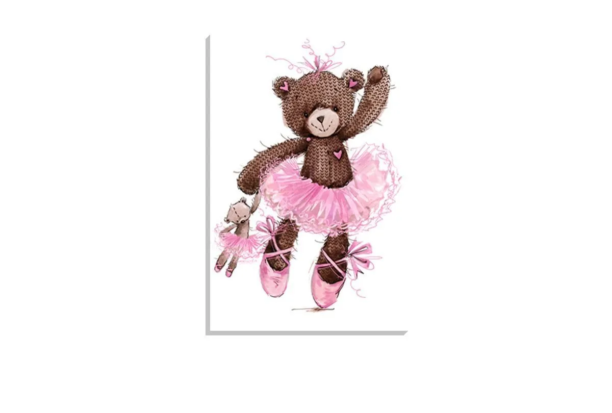 Ballet Bear & Baby Bear | Canvas Wall Art Print
