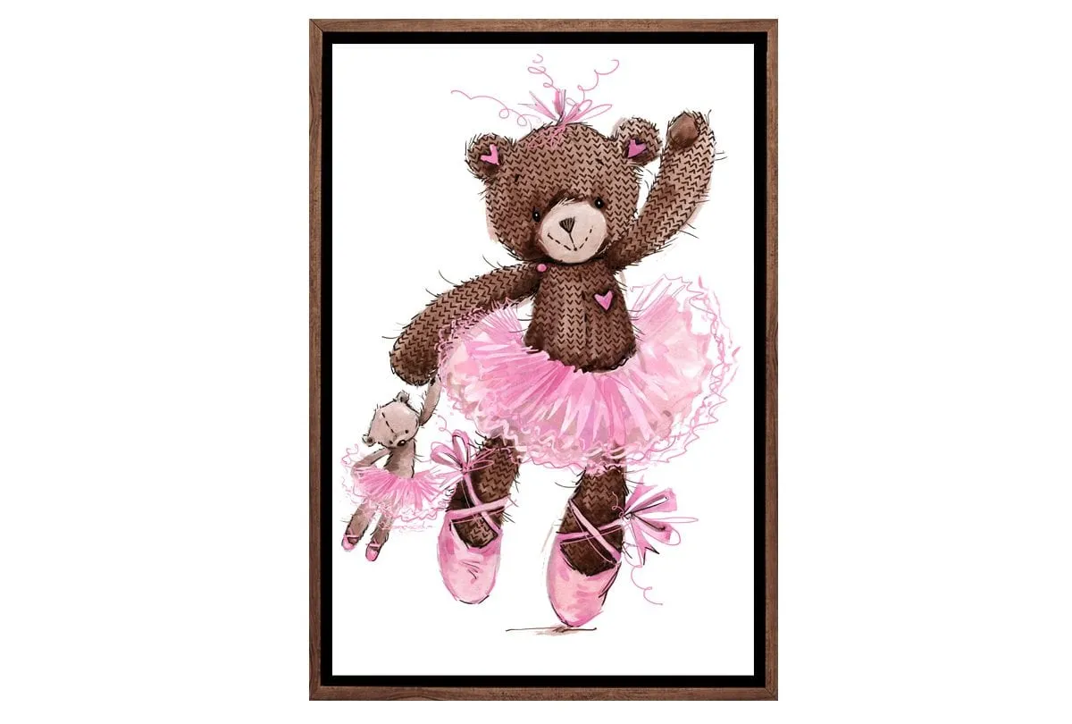 Ballet Bear & Baby Bear | Canvas Wall Art Print