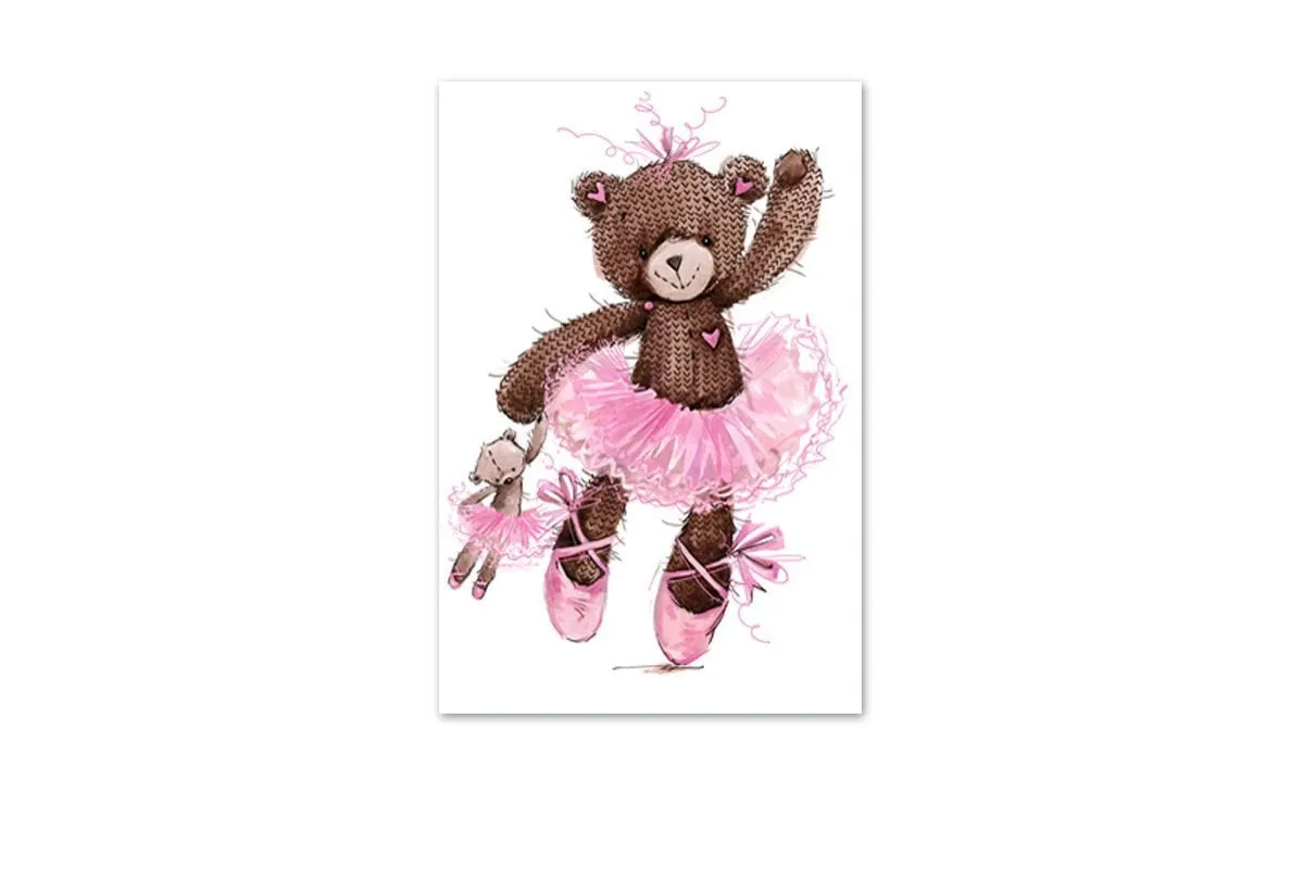 Ballet Bear & Baby Bear | Canvas Wall Art Print