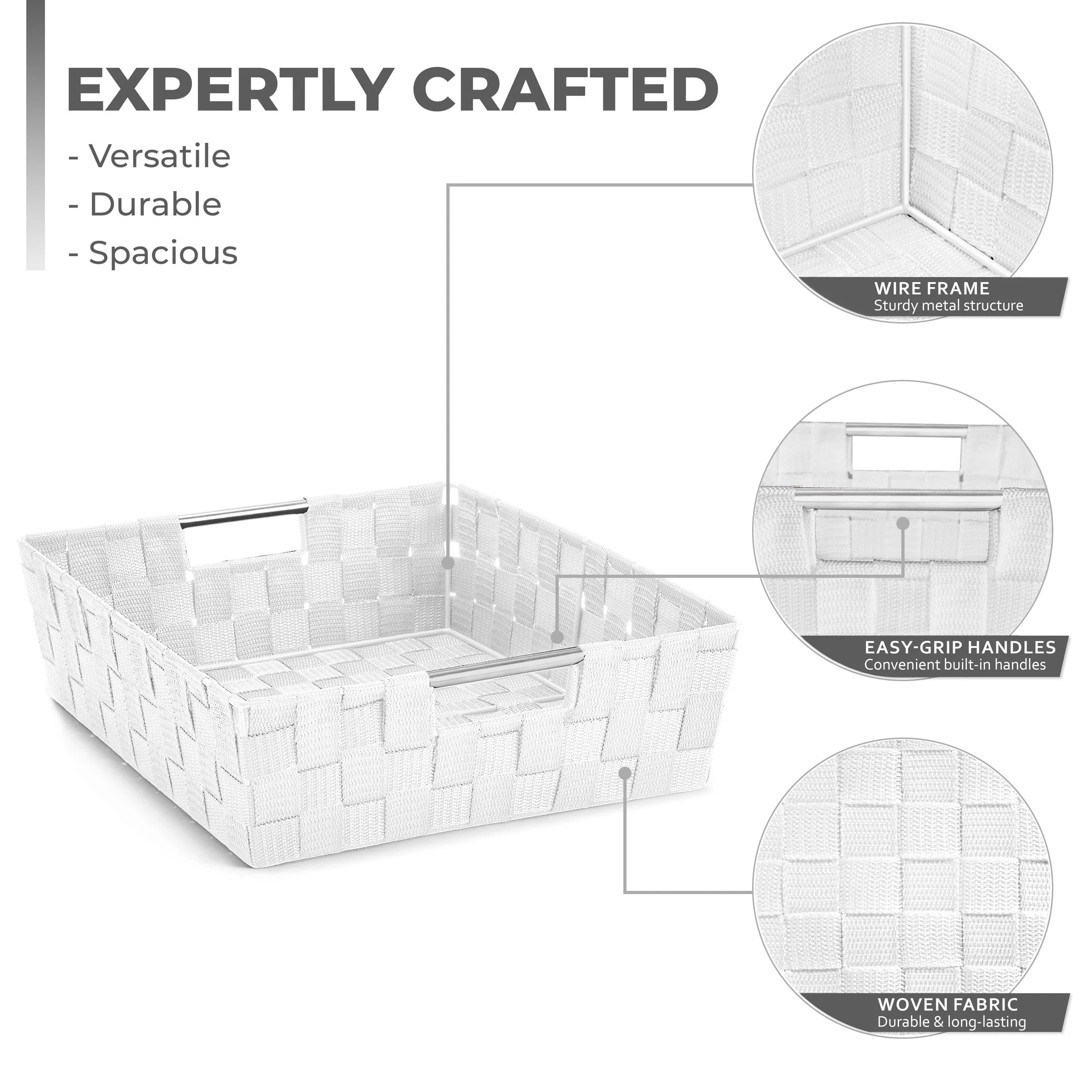 Basket Bin Flat Set Double Woven (9 Pack)