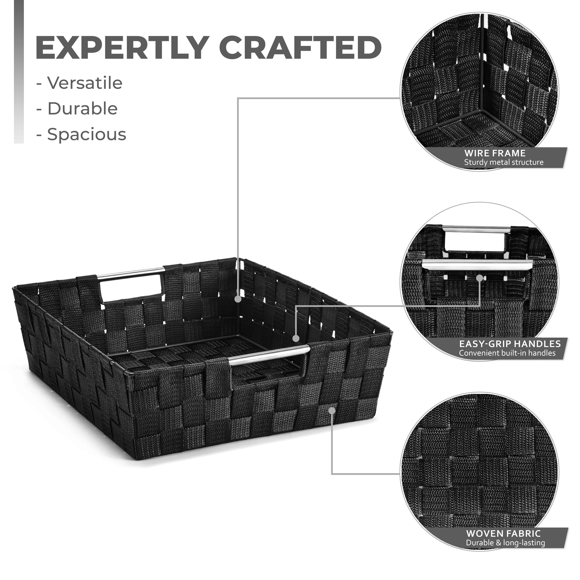 Basket Bin Flat Set Double Woven (9 Pack)