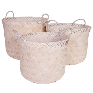 Baskets Whitewash Cane Set Of 3